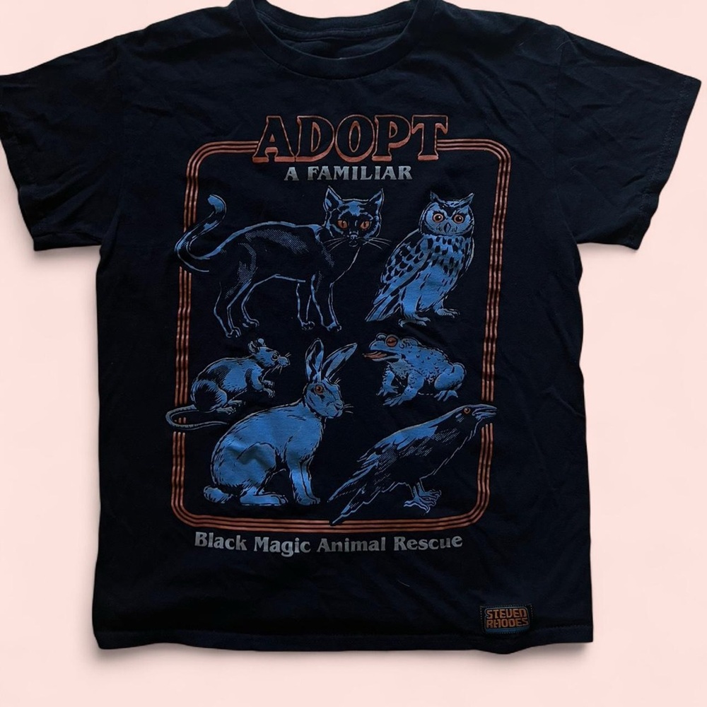 Black Graphic Tee with Animal Design